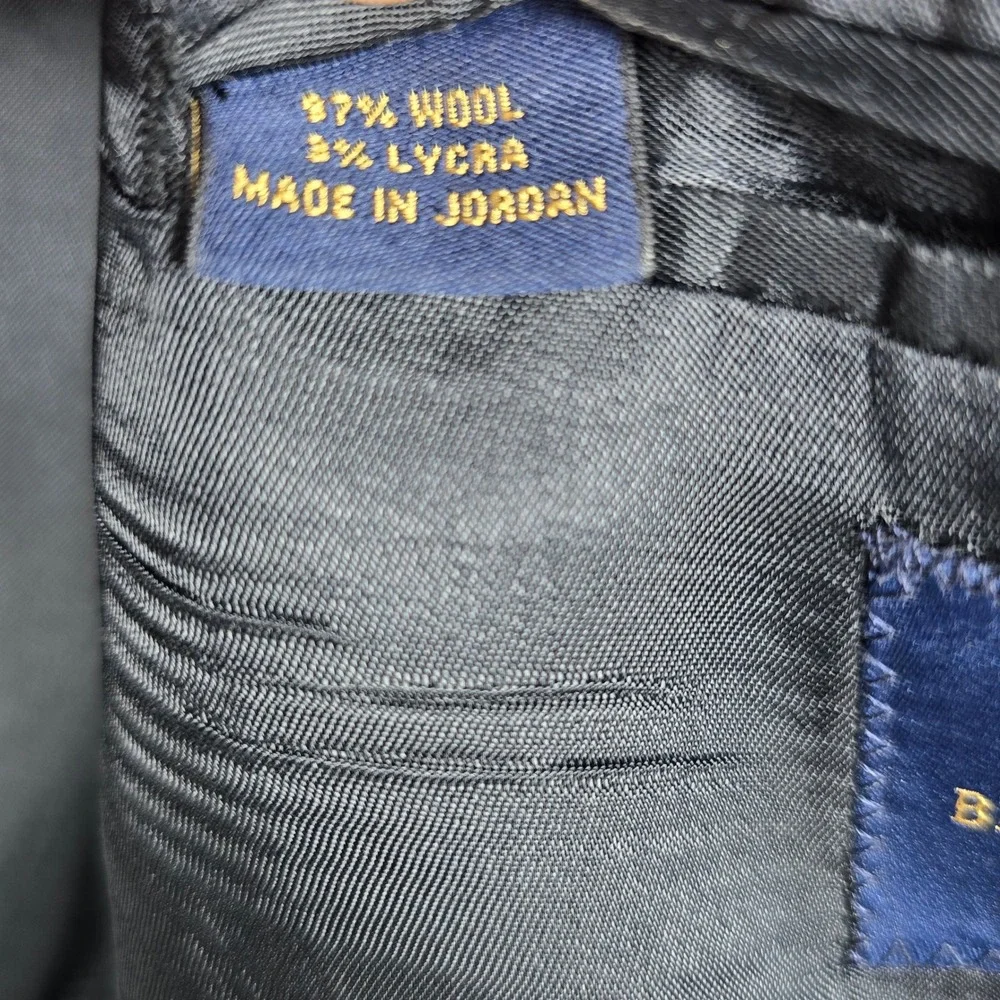 Brooks Brothers Blazer Suit Jacket 346 Mens 44 LG Pinstripe Wool Blend Stretch‎